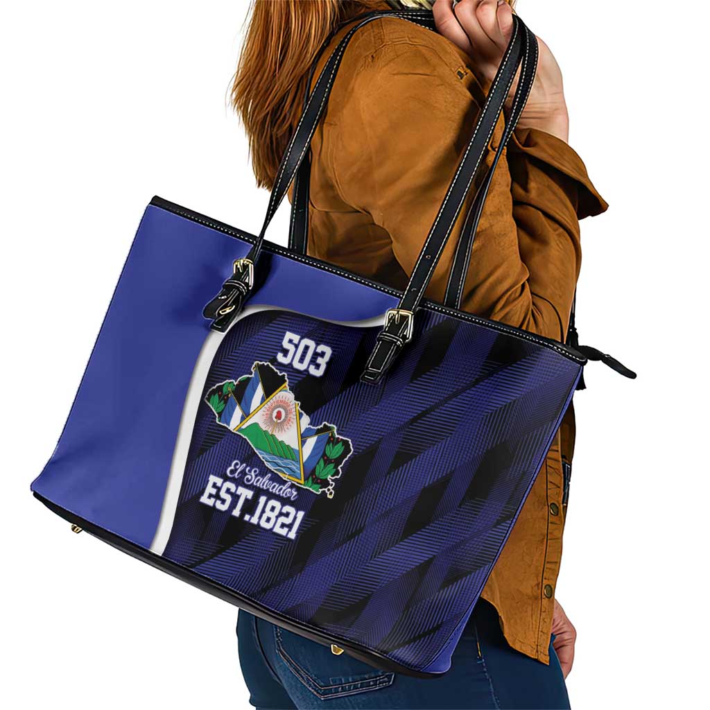 El Salvador Independence Day Leather Tote Bag Since 1821 September 15 - Wonder Print Shop