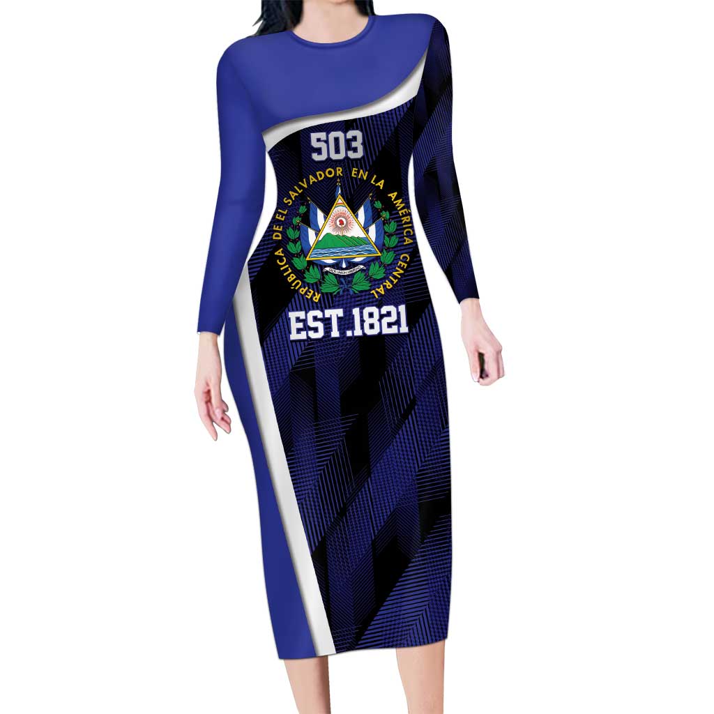 El Salvador Independence Day Long Sleeve Bodycon Dress Since 1821 September 15 - Wonder Print Shop