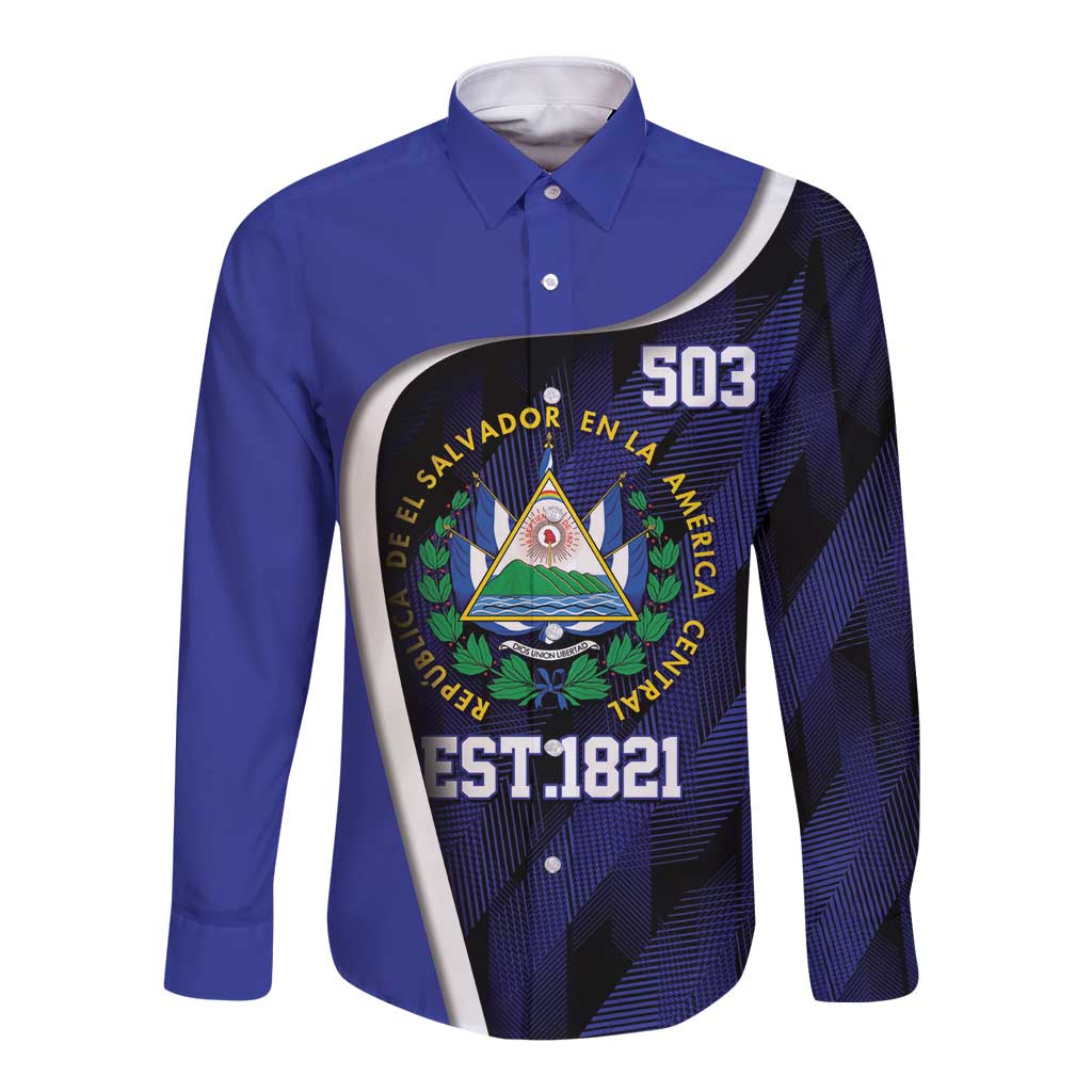 El Salvador Independence Day Long Sleeve Button Shirt Since 1821 September 15 - Wonder Print Shop