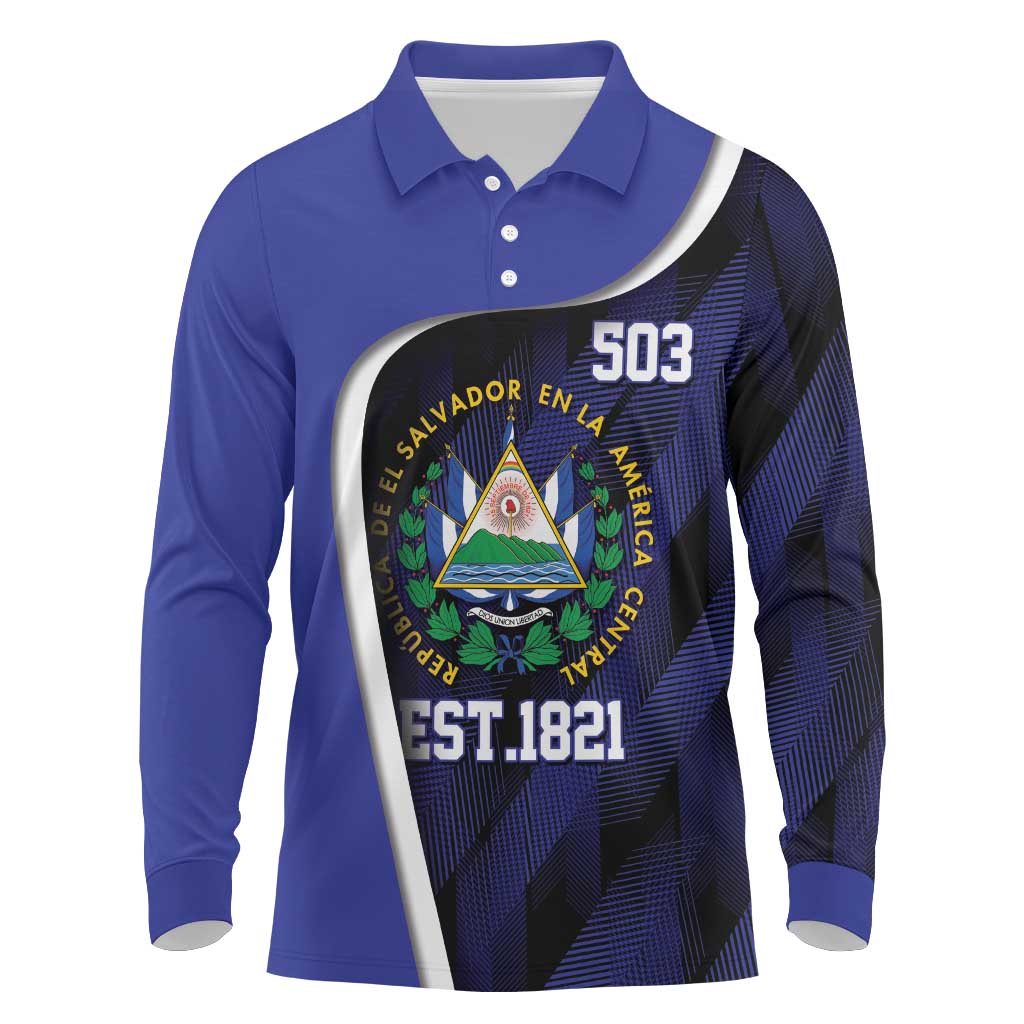 El Salvador Independence Day Long Sleeve Polo Shirt Since 1821 September 15 - Wonder Print Shop