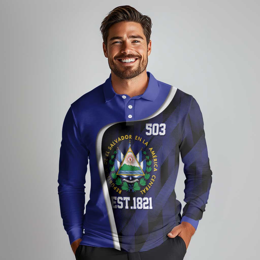 El Salvador Independence Day Long Sleeve Polo Shirt Since 1821 September 15 - Wonder Print Shop