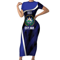 El Salvador Independence Day Short Sleeve Bodycon Dress Since 1821 September 15 - Wonder Print Shop