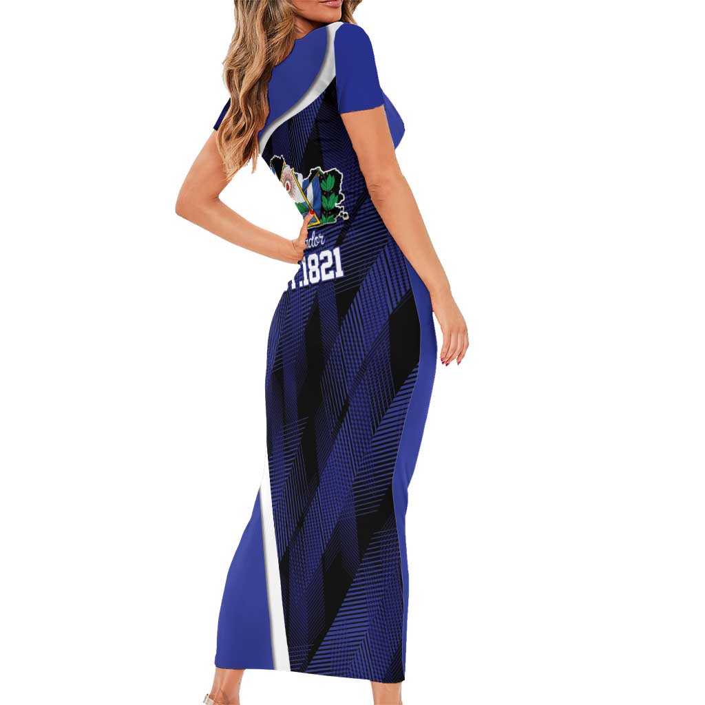 El Salvador Independence Day Short Sleeve Bodycon Dress Since 1821 September 15 - Wonder Print Shop