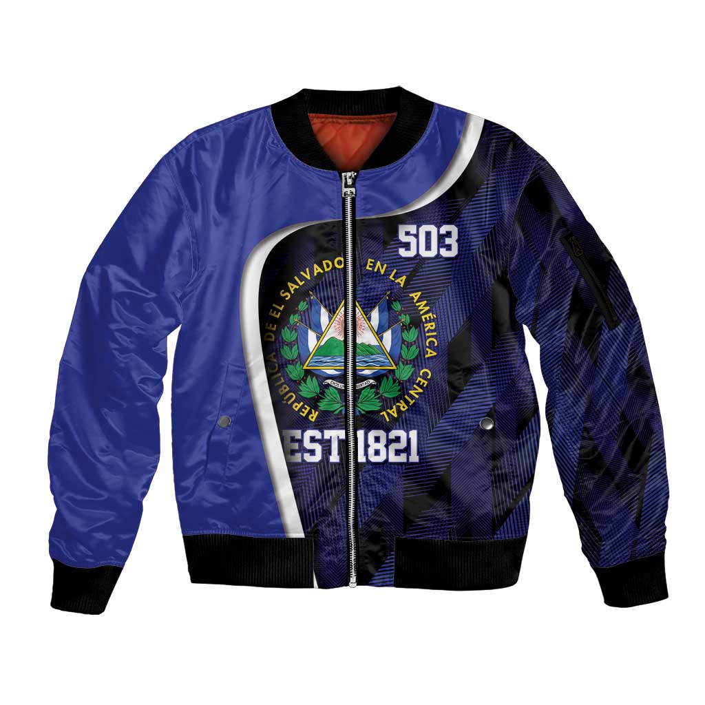 El Salvador Independence Day Sleeve Zip Bomber Jacket Since 1821 September 15 - Wonder Print Shop
