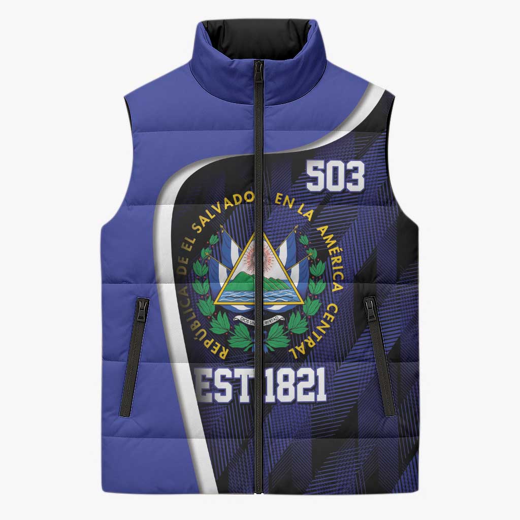 El Salvador Independence Day Sleeveless Puffer Jacket Since 1821 September 15 - Wonder Print Shop