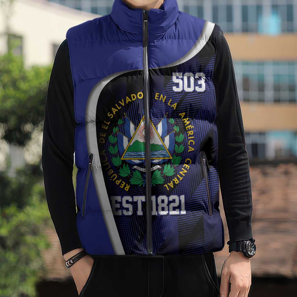 El Salvador Independence Day Sleeveless Puffer Jacket Since 1821 September 15 - Wonder Print Shop