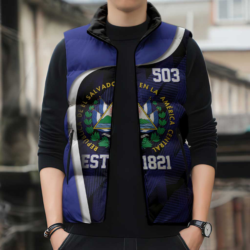 El Salvador Independence Day Sleeveless Puffer Jacket Since 1821 September 15 - Wonder Print Shop