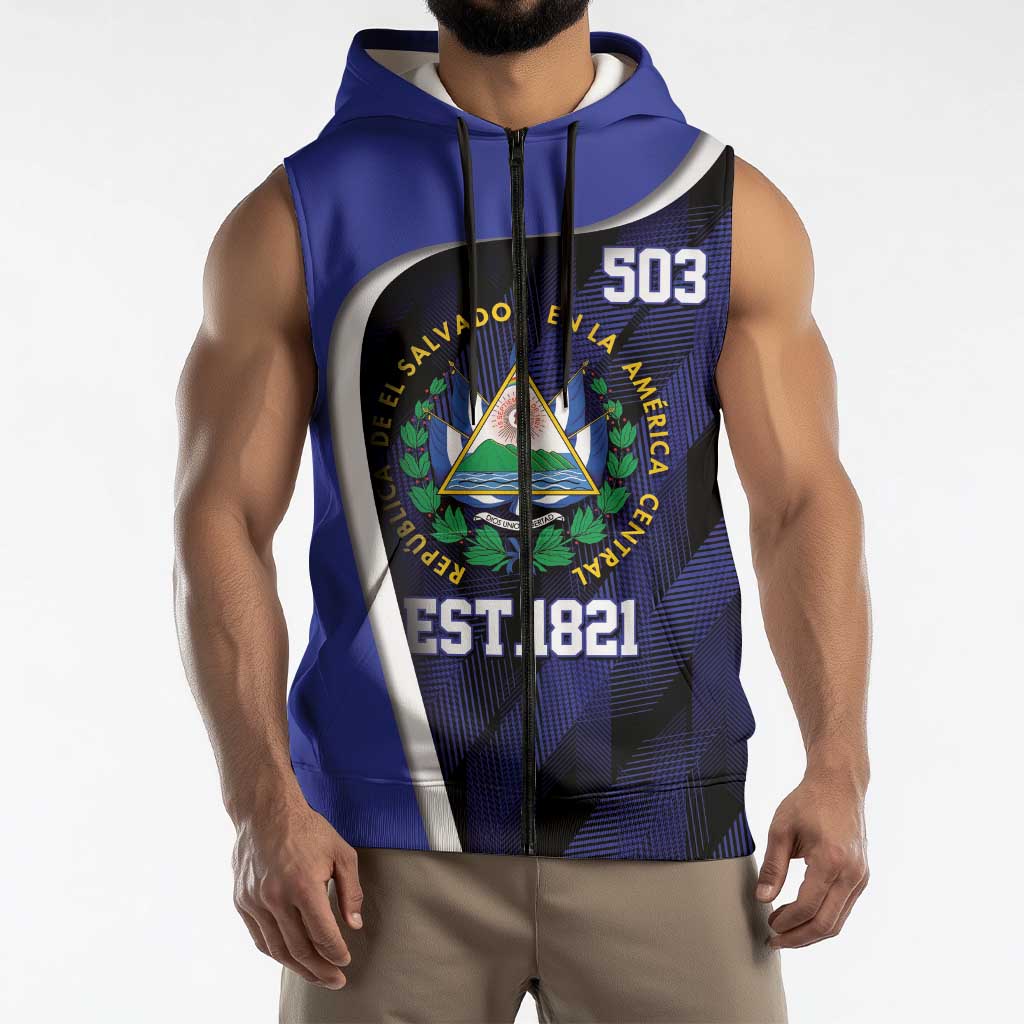 El Salvador Independence Day Sleeveless Zip Hoodie Since 1821 September 15 - Wonder Print Shop