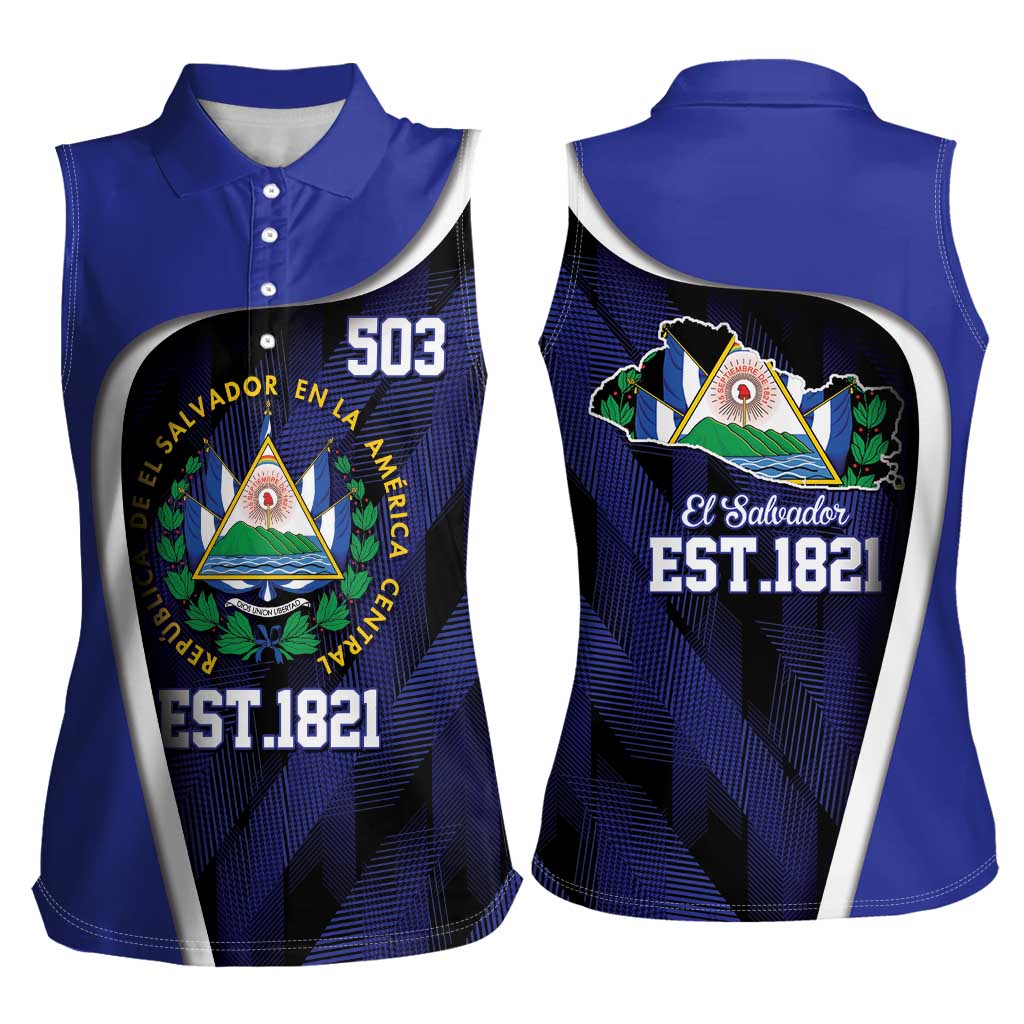 El Salvador Independence Day Women Sleeveless Polo Shirt Since 1821 September 15 - Wonder Print Shop