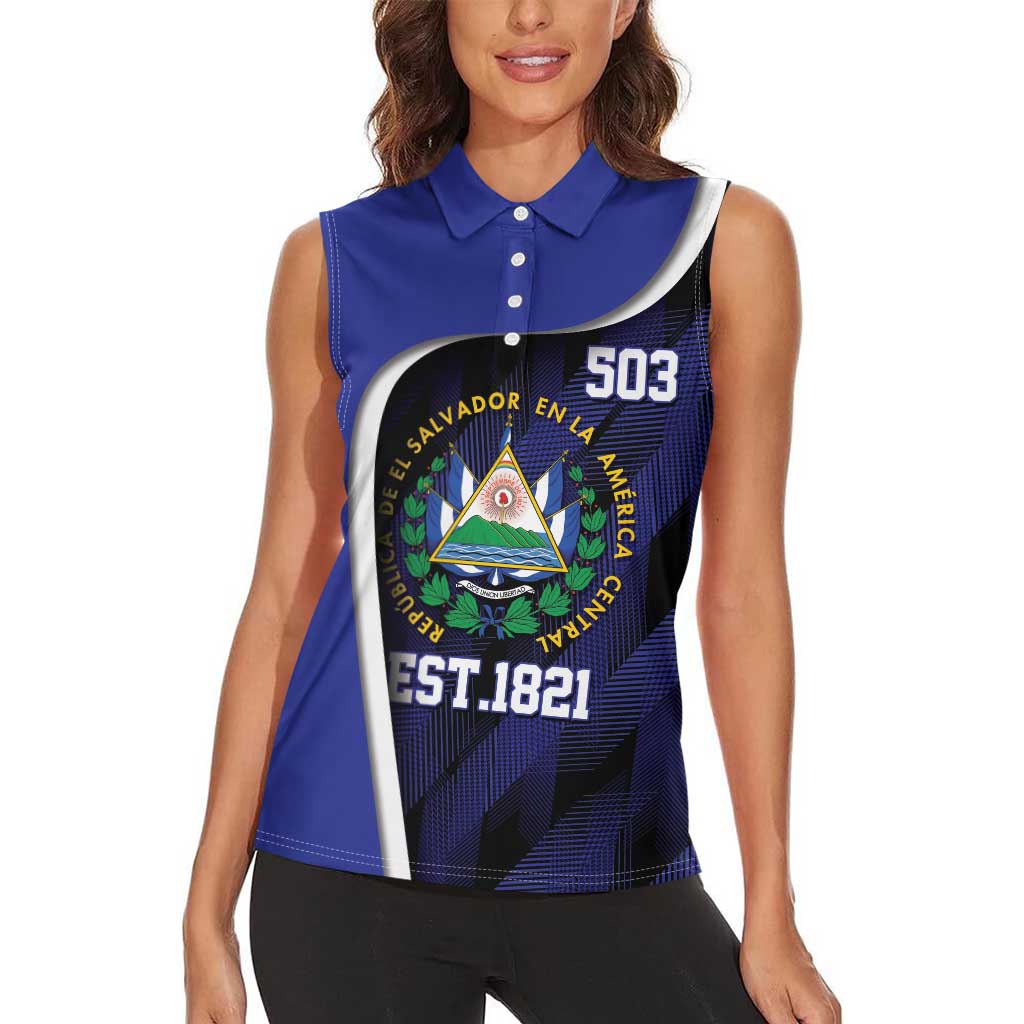 El Salvador Independence Day Women Sleeveless Polo Shirt Since 1821 September 15 - Wonder Print Shop