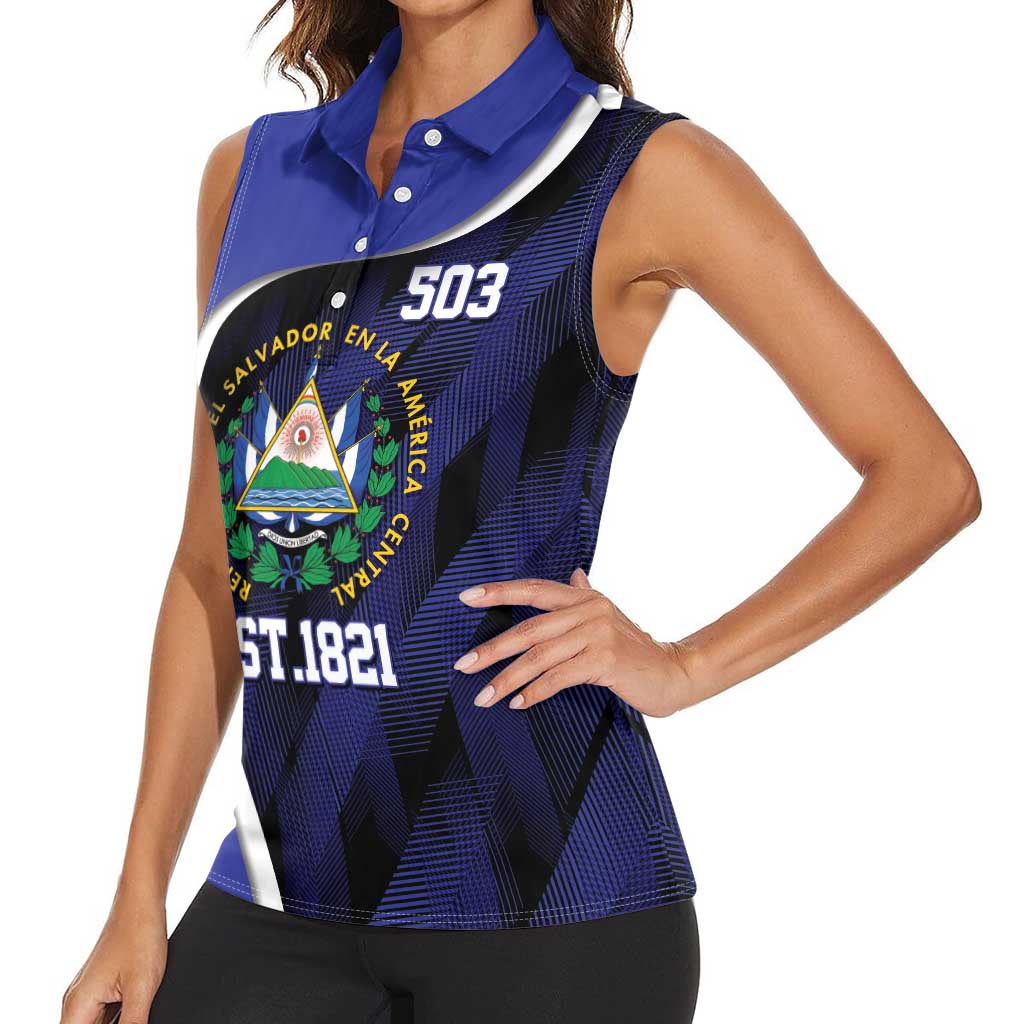 El Salvador Independence Day Women Sleeveless Polo Shirt Since 1821 September 15 - Wonder Print Shop