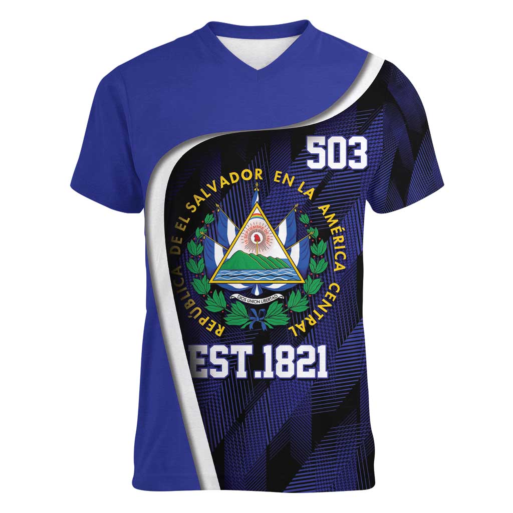 El Salvador Independence Day Women V-Neck T-Shirt Since 1821 September 15 - Wonder Print Shop
