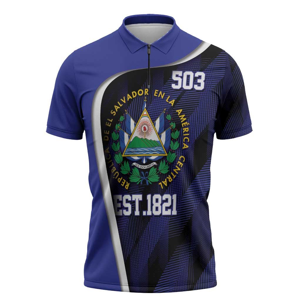 El Salvador Independence Day Zipper Polo Shirt Since 1821 September 15 - Wonder Print Shop