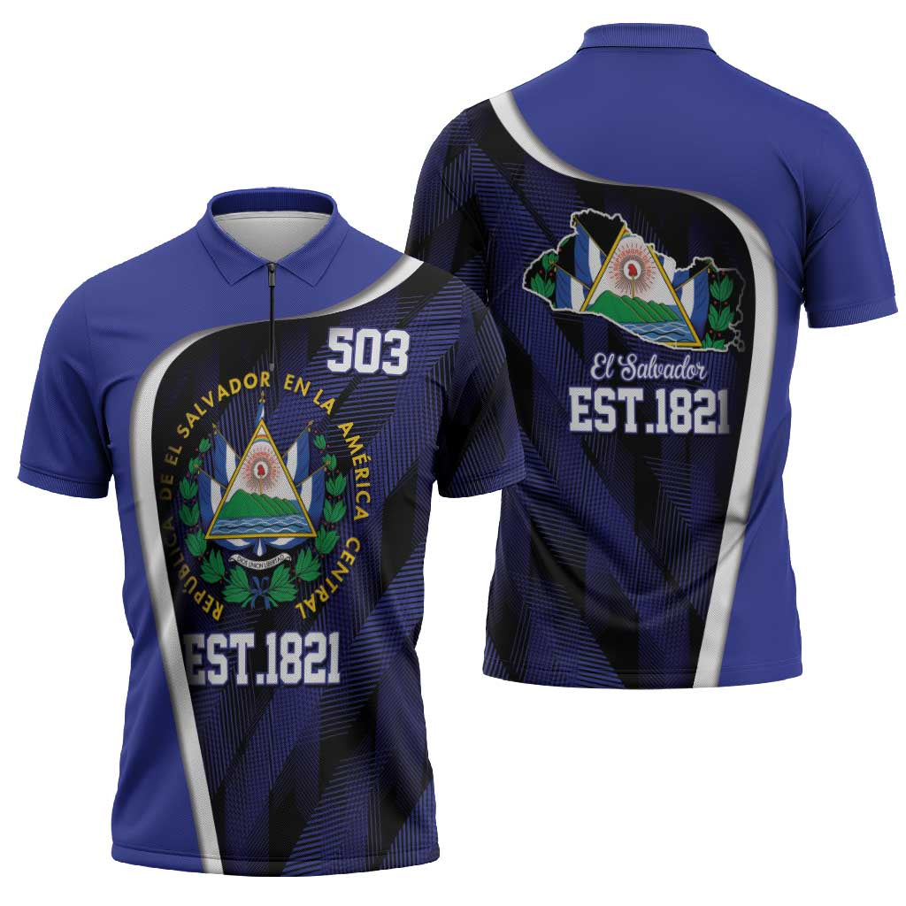 El Salvador Independence Day Zipper Polo Shirt Since 1821 September 15 - Wonder Print Shop