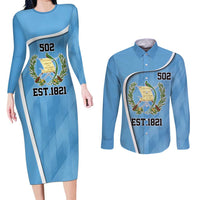 Guatemala Independence Day Couples Matching Long Sleeve Bodycon Dress and Long Sleeve Button Shirt Since 1821 September 15 - Wonder Print Shop