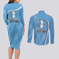 Guatemala Independence Day Couples Matching Long Sleeve Bodycon Dress and Long Sleeve Button Shirt Since 1821 September 15 - Wonder Print Shop