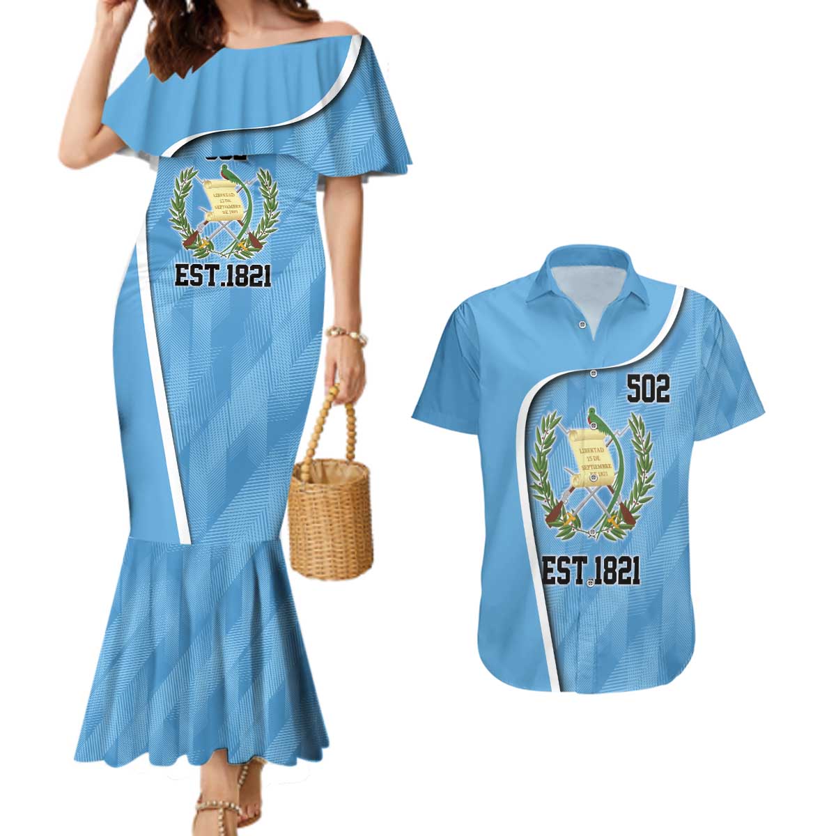 Guatemala Independence Day Couples Matching Mermaid Dress and Hawaiian Shirt Since 1821 September 15 - Wonder Print Shop