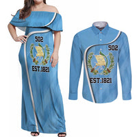 Guatemala Independence Day Couples Matching Off Shoulder Maxi Dress and Long Sleeve Button Shirt Since 1821 September 15 - Wonder Print Shop