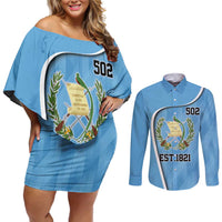 Guatemala Independence Day Couples Matching Off Shoulder Short Dress and Long Sleeve Button Shirt Since 1821 September 15 - Wonder Print Shop