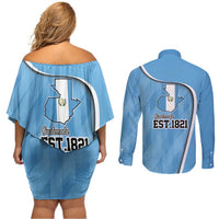 Guatemala Independence Day Couples Matching Off Shoulder Short Dress and Long Sleeve Button Shirt Since 1821 September 15 - Wonder Print Shop