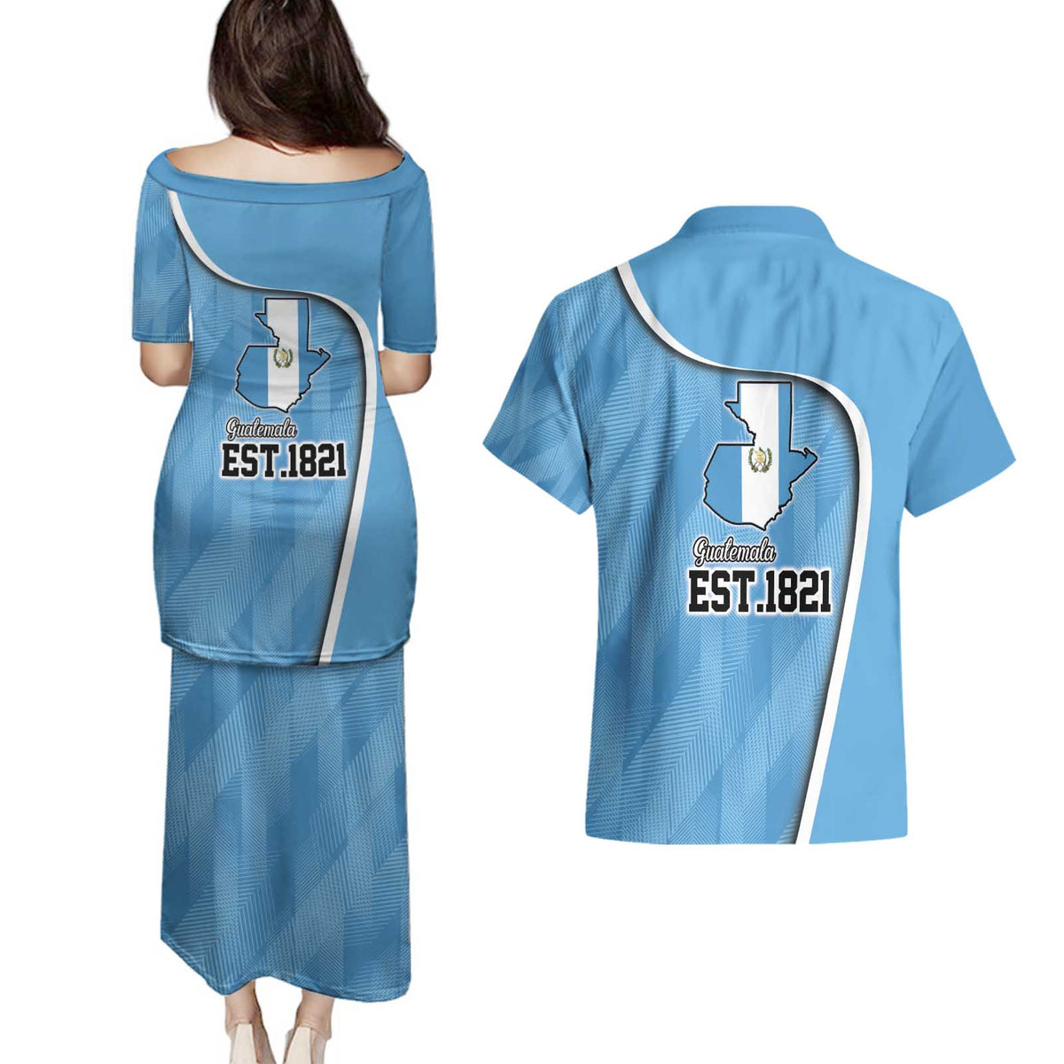 Guatemala Independence Day Couples Matching Puletasi and Hawaiian Shirt Since 1821 September 15 - Wonder Print Shop