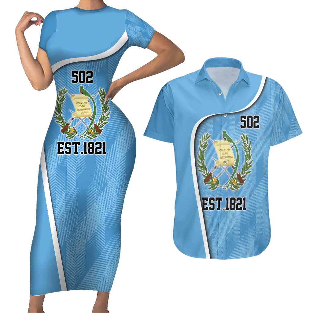 Guatemala Independence Day Couples Matching Short Sleeve Bodycon Dress and Hawaiian Shirt Since 1821 September 15 - Wonder Print Shop