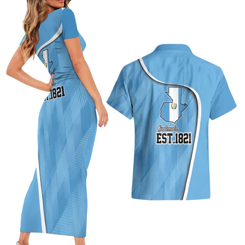 Guatemala Independence Day Couples Matching Short Sleeve Bodycon Dress and Hawaiian Shirt Since 1821 September 15 - Wonder Print Shop