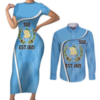 Guatemala Independence Day Couples Matching Short Sleeve Bodycon Dress and Long Sleeve Button Shirt Since 1821 September 15 - Wonder Print Shop