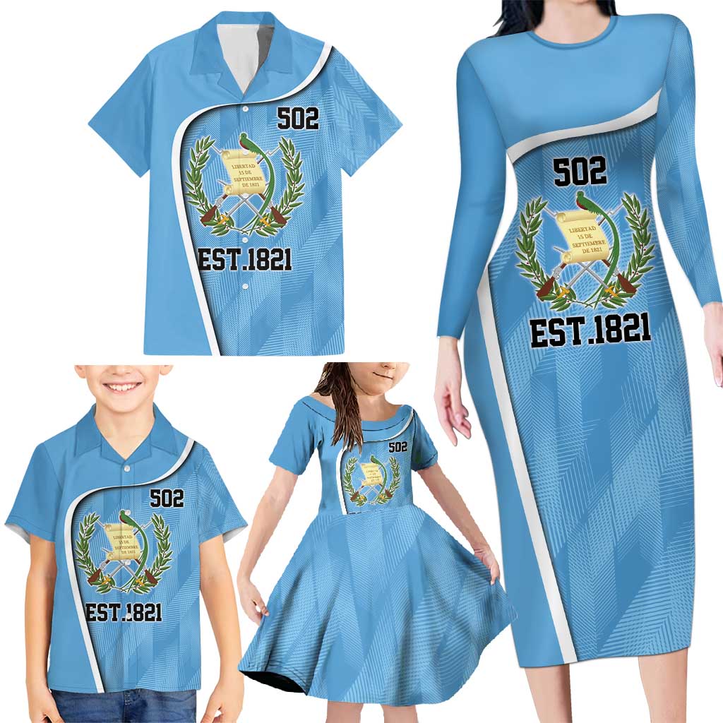 Guatemala Independence Day Family Matching Long Sleeve Bodycon Dress and Hawaiian Shirt Since 1821 September 15 - Wonder Print Shop