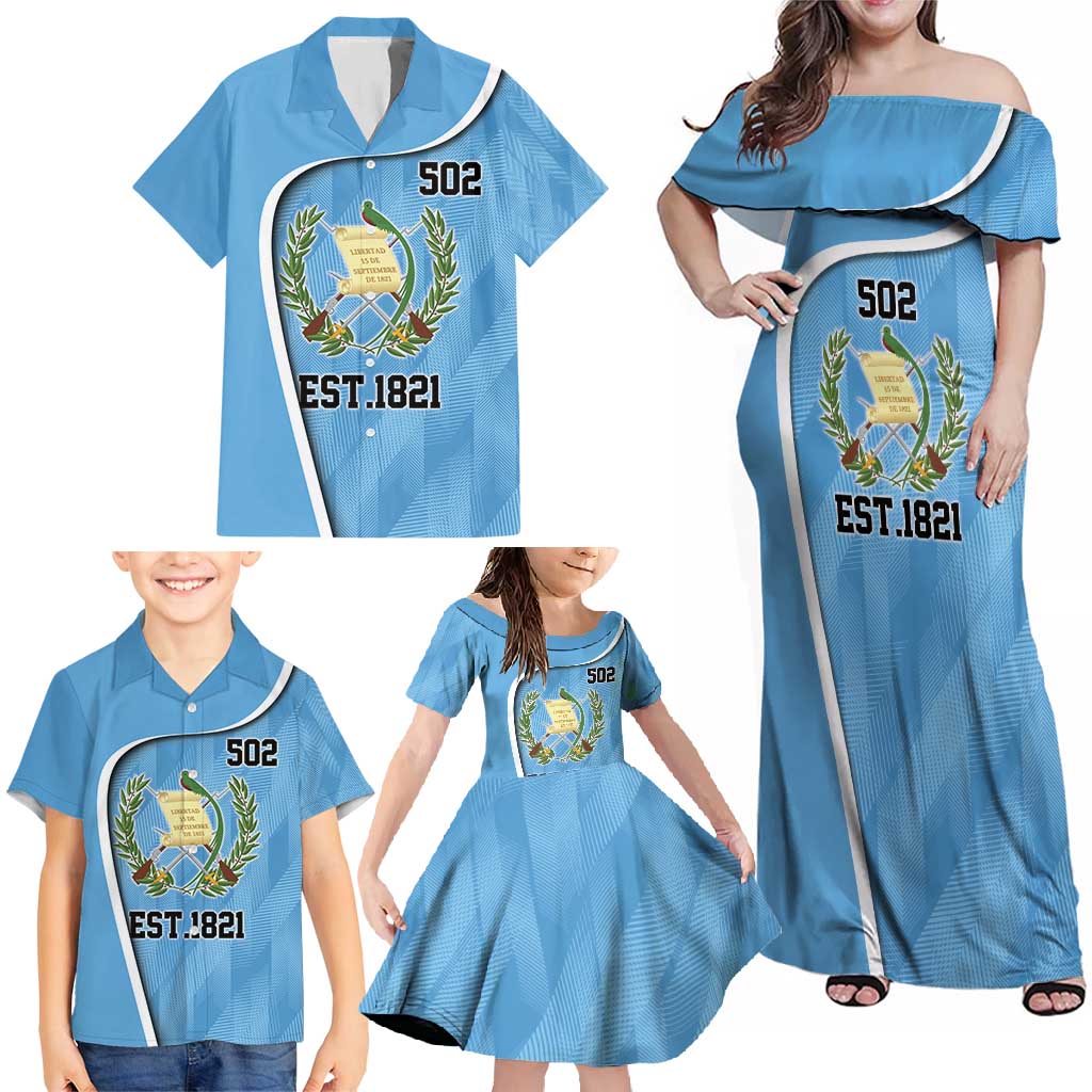 Guatemala Independence Day Family Matching Off Shoulder Maxi Dress and Hawaiian Shirt Since 1821 September 15 - Wonder Print Shop