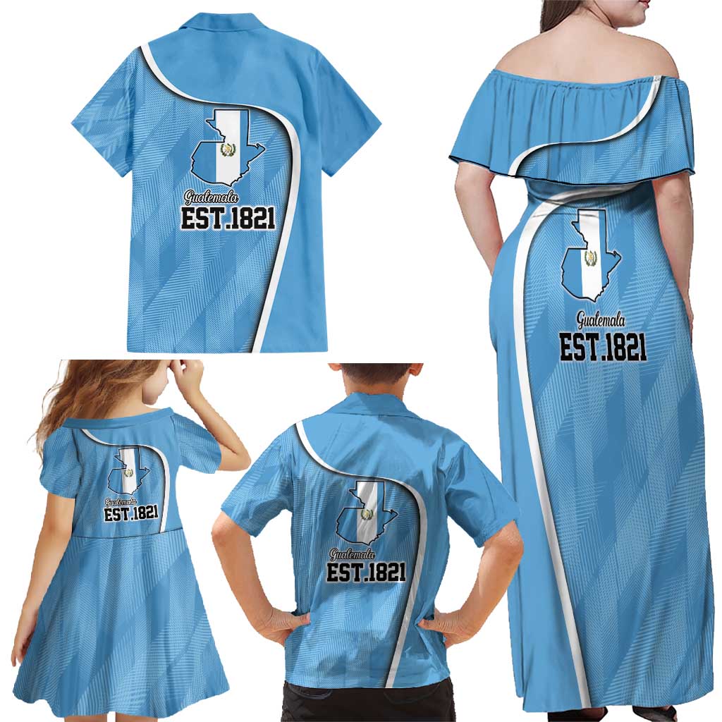 Guatemala Independence Day Family Matching Off Shoulder Maxi Dress and Hawaiian Shirt Since 1821 September 15 - Wonder Print Shop