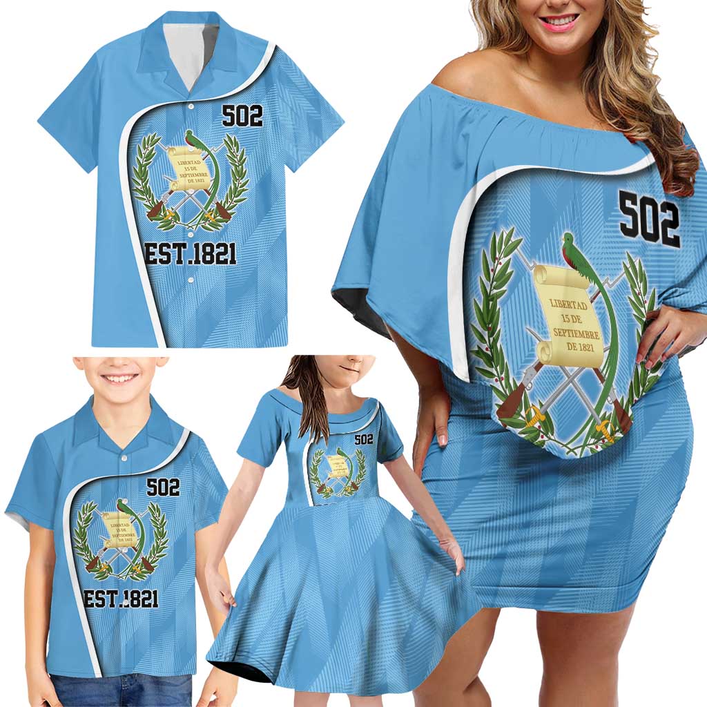 Guatemala Independence Day Family Matching Off Shoulder Short Dress and Hawaiian Shirt Since 1821 September 15 - Wonder Print Shop