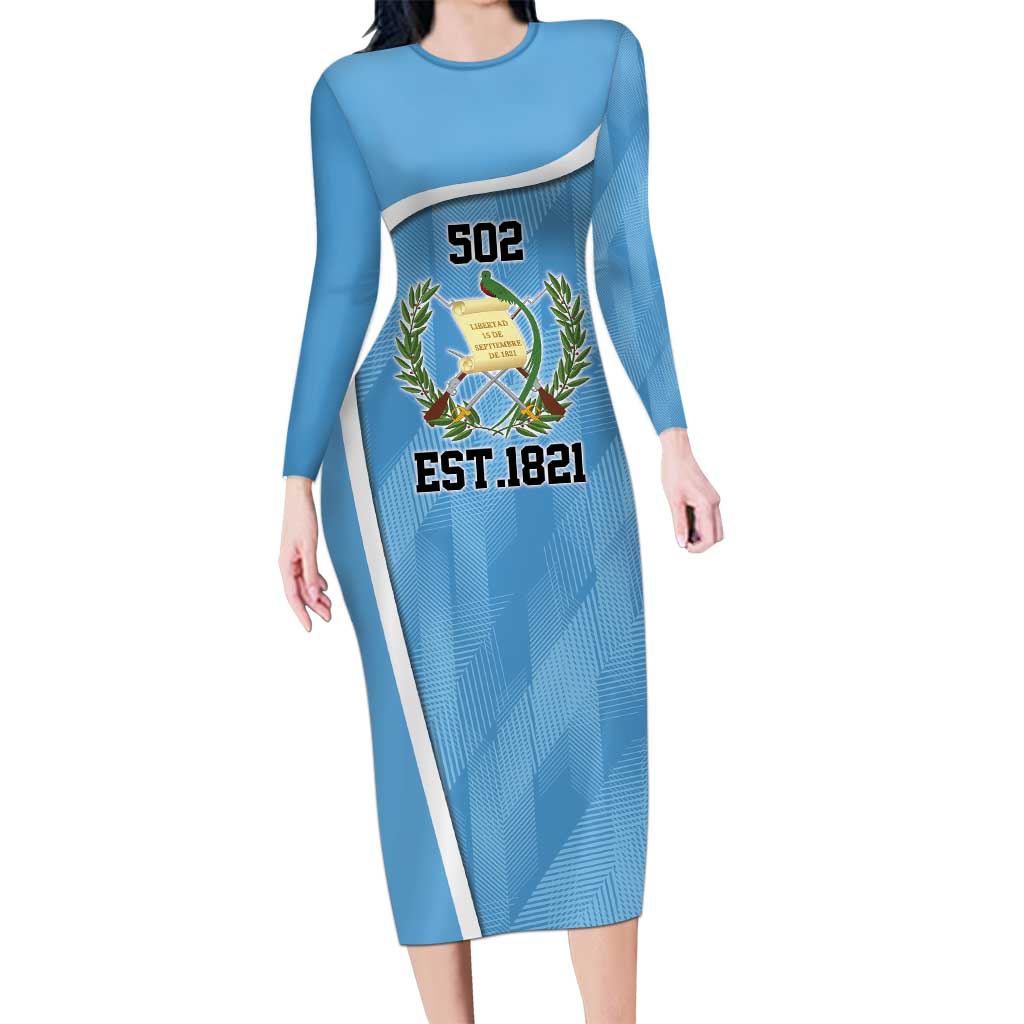 Guatemala Independence Day Long Sleeve Bodycon Dress Since 1821 September 15 - Wonder Print Shop