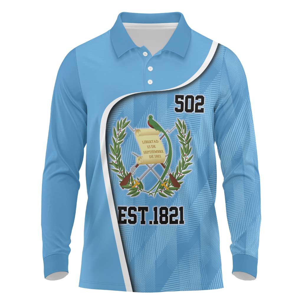 Guatemala Independence Day Long Sleeve Polo Shirt Since 1821 September 15 - Wonder Print Shop
