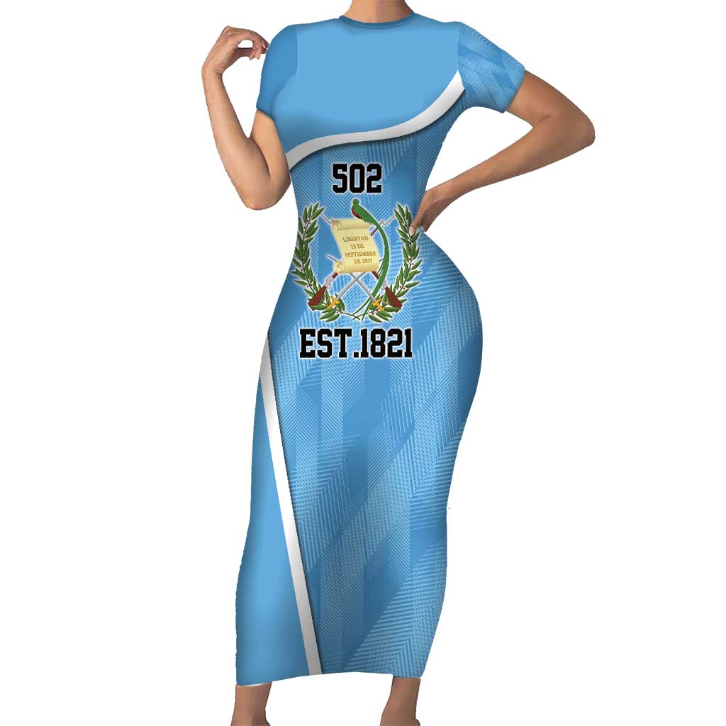 Guatemala Independence Day Short Sleeve Bodycon Dress Since 1821 September 15 - Wonder Print Shop