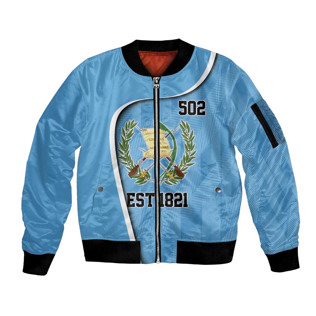 Guatemala Independence Day Sleeve Zip Bomber Jacket Since 1821 September 15 - Wonder Print Shop
