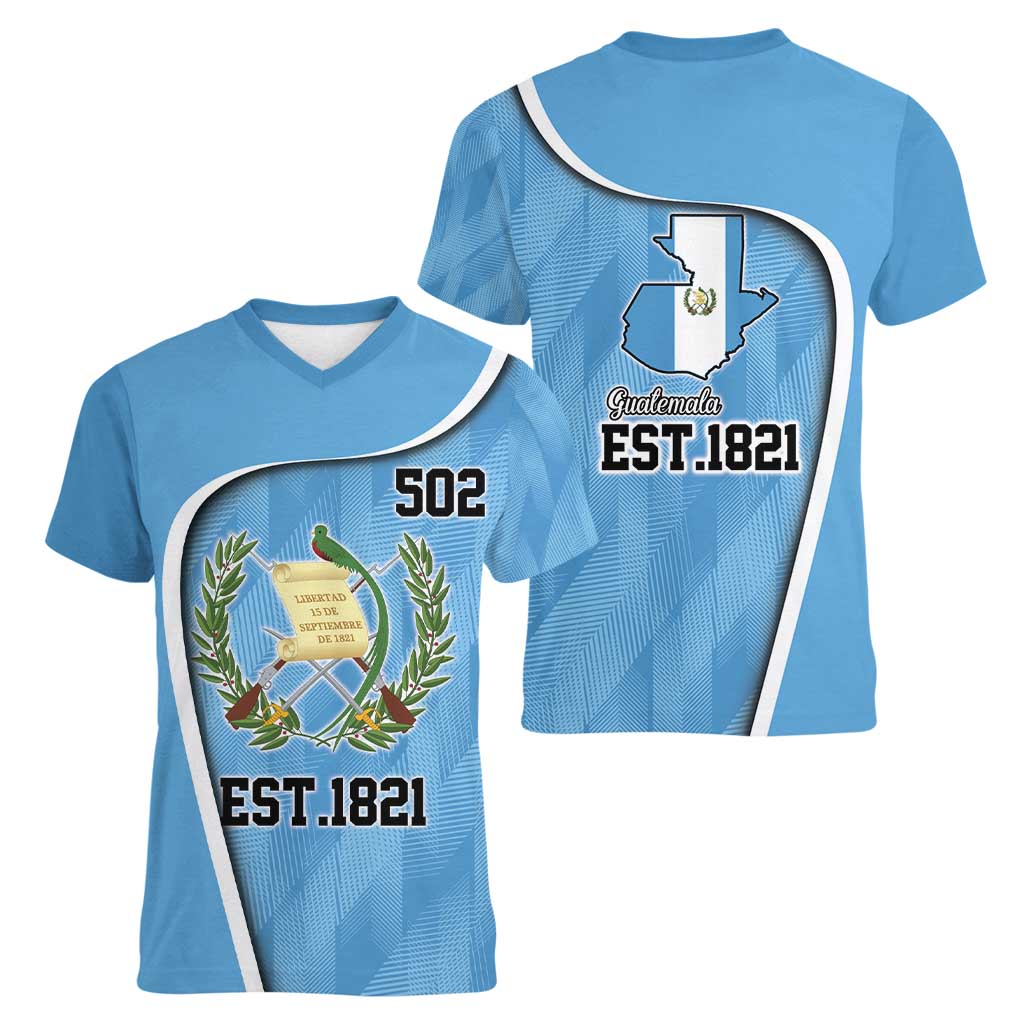 Guatemala Independence Day Women V-Neck T-Shirt Since 1821 September 15 - Wonder Print Shop