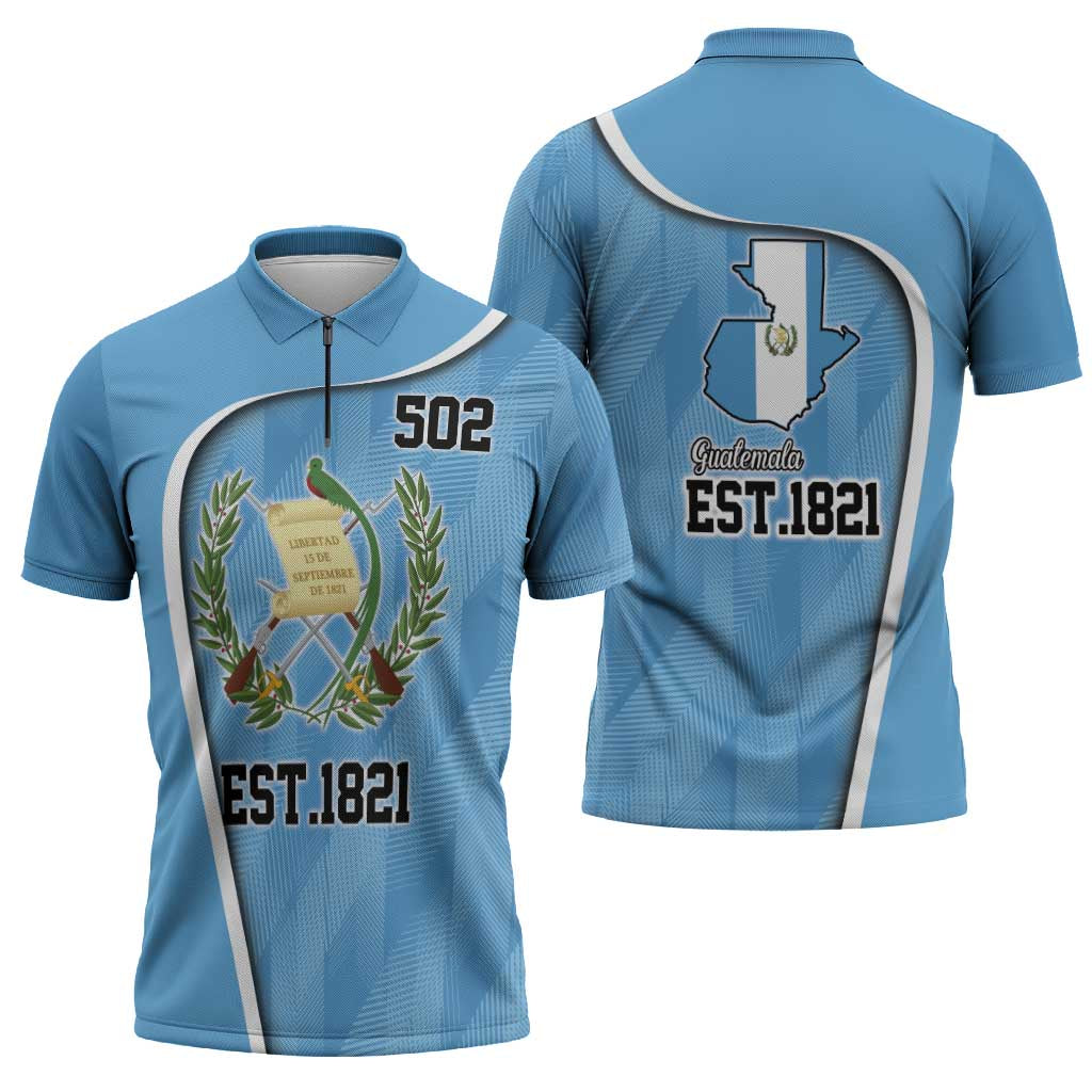 Guatemala Independence Day Zipper Polo Shirt Since 1821 September 15 - Wonder Print Shop