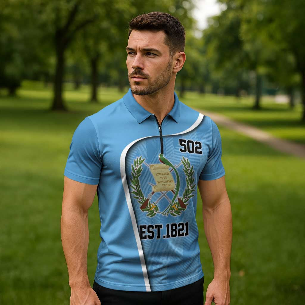 Guatemala Independence Day Zipper Polo Shirt Since 1821 September 15 - Wonder Print Shop