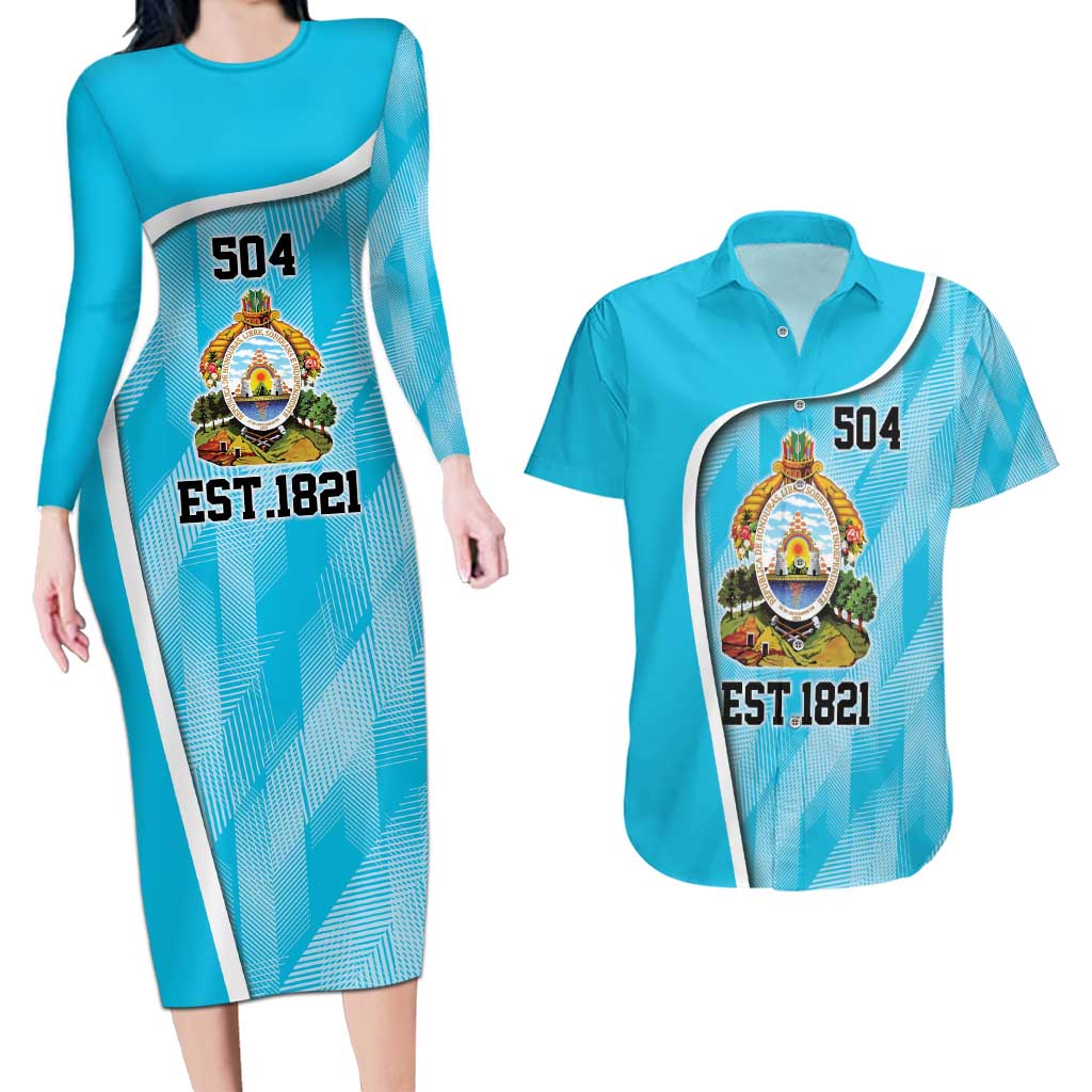 Honduras Independence Day Couples Matching Long Sleeve Bodycon Dress and Hawaiian Shirt Since 1821 September 15 - Wonder Print Shop