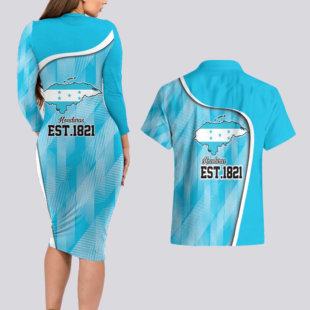 Honduras Independence Day Couples Matching Long Sleeve Bodycon Dress and Hawaiian Shirt Since 1821 September 15 - Wonder Print Shop
