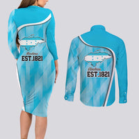 Honduras Independence Day Couples Matching Long Sleeve Bodycon Dress and Long Sleeve Button Shirt Since 1821 September 15 - Wonder Print Shop