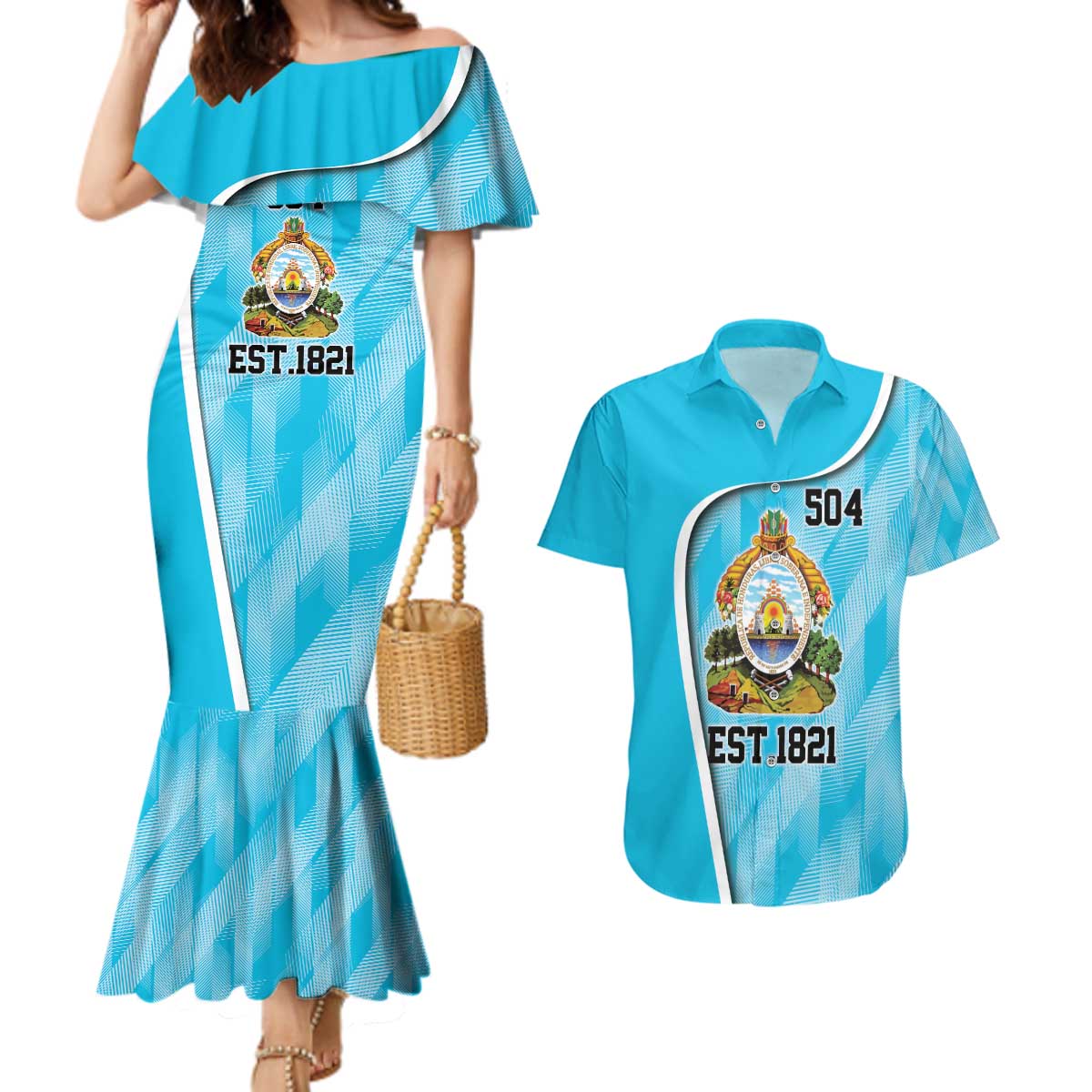 Honduras Independence Day Couples Matching Mermaid Dress and Hawaiian Shirt Since 1821 September 15 - Wonder Print Shop