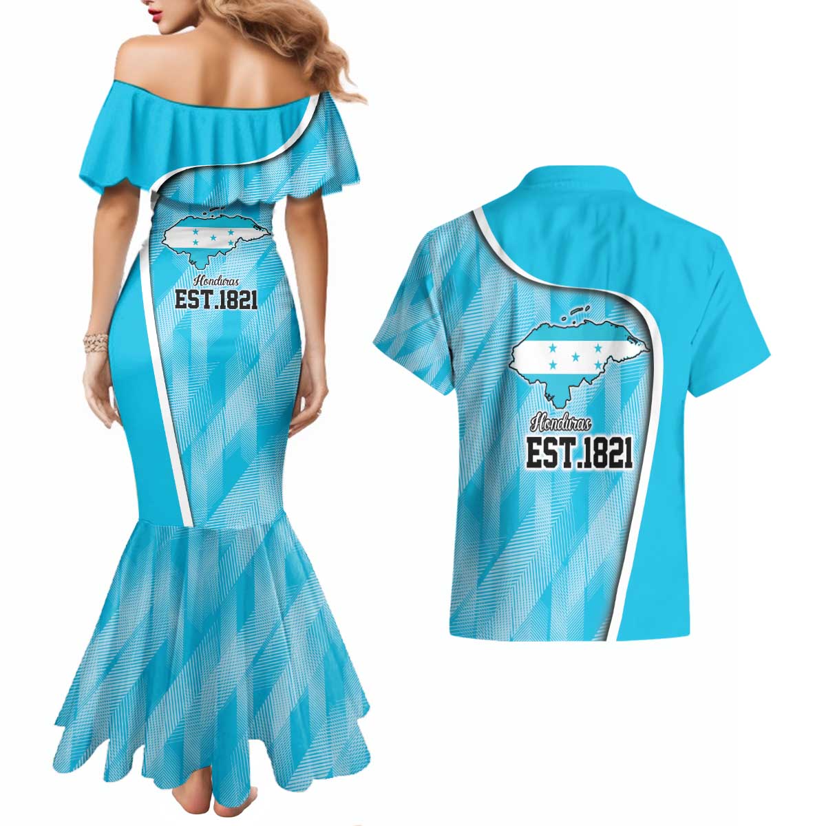 Honduras Independence Day Couples Matching Mermaid Dress and Hawaiian Shirt Since 1821 September 15 - Wonder Print Shop