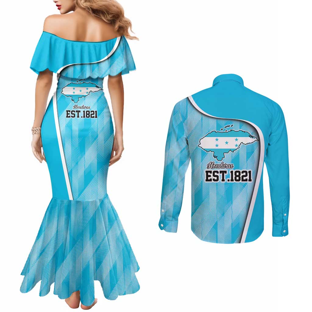 Honduras Independence Day Couples Matching Mermaid Dress and Long Sleeve Button Shirt Since 1821 September 15 - Wonder Print Shop