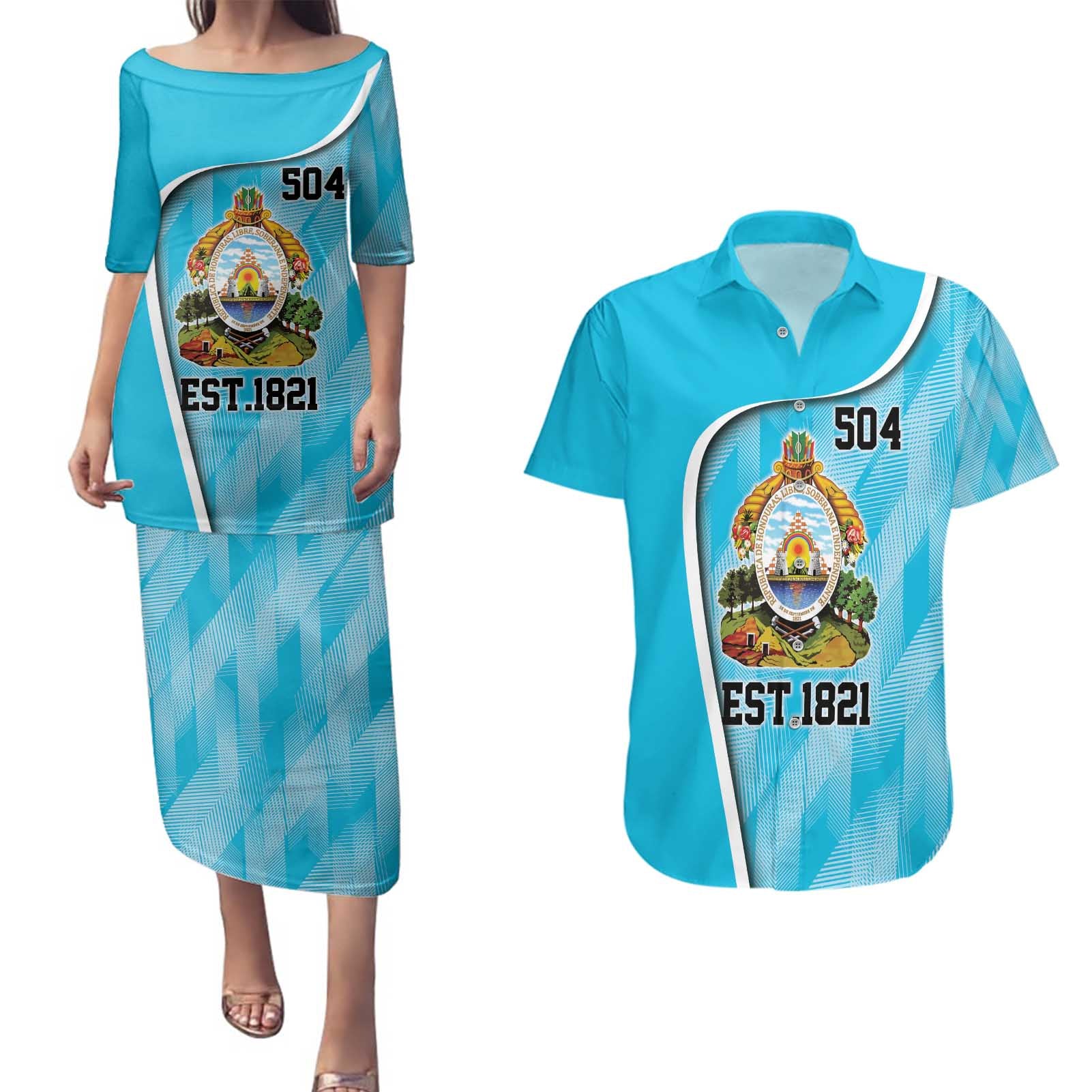 Honduras Independence Day Couples Matching Puletasi and Hawaiian Shirt Since 1821 September 15 - Wonder Print Shop