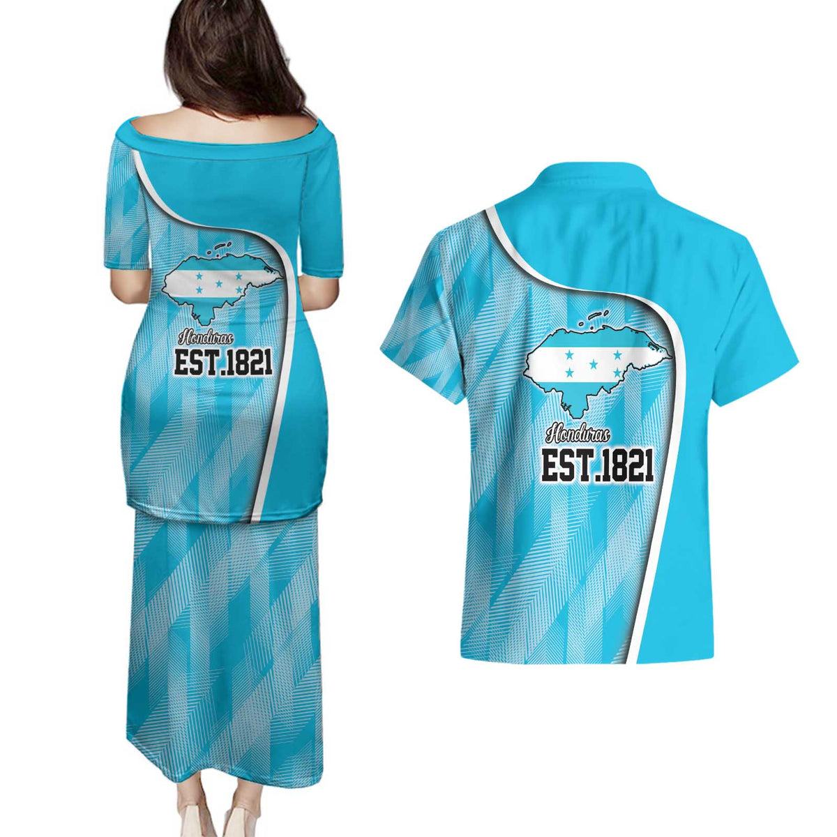 Honduras Independence Day Couples Matching Puletasi and Hawaiian Shirt Since 1821 September 15 - Wonder Print Shop