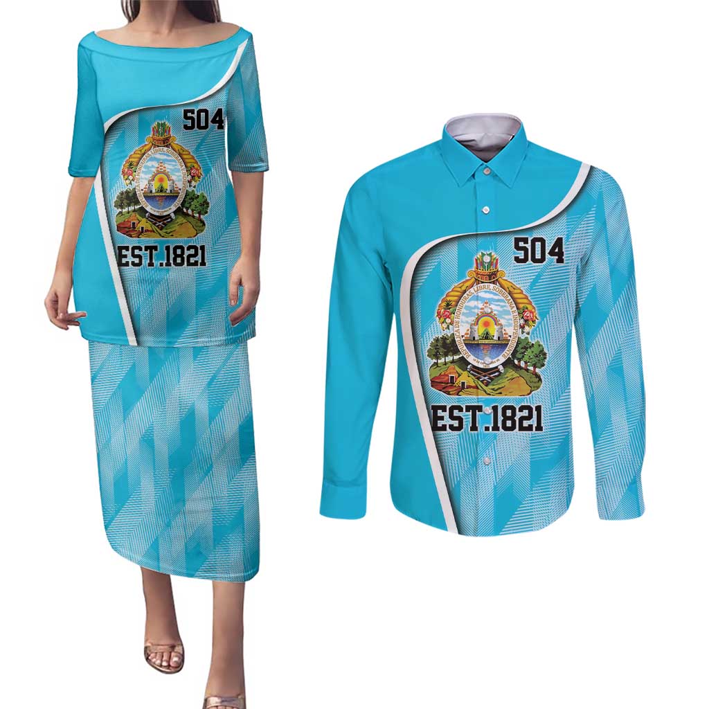 Honduras Independence Day Couples Matching Puletasi and Long Sleeve Button Shirt Since 1821 September 15 - Wonder Print Shop