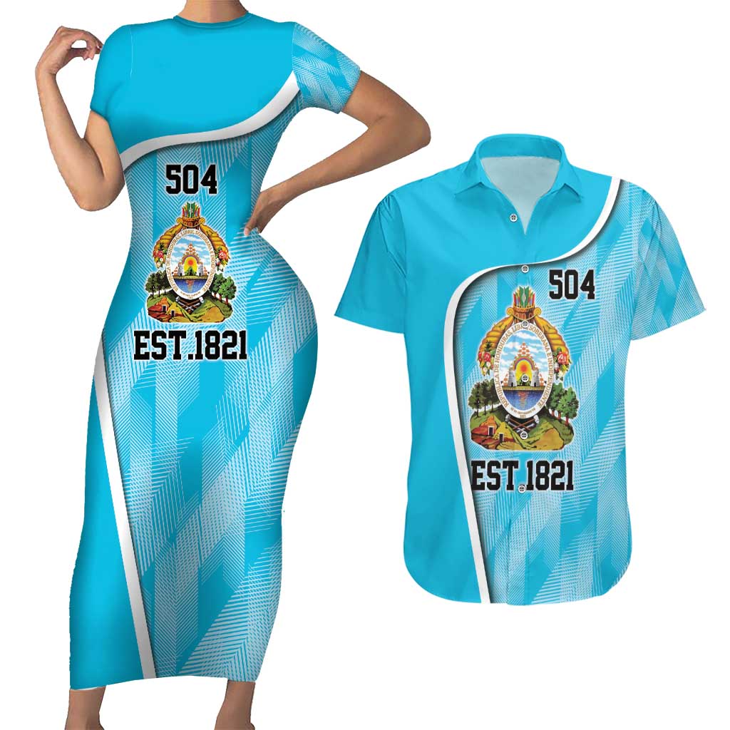 Honduras Independence Day Couples Matching Short Sleeve Bodycon Dress and Hawaiian Shirt Since 1821 September 15 - Wonder Print Shop