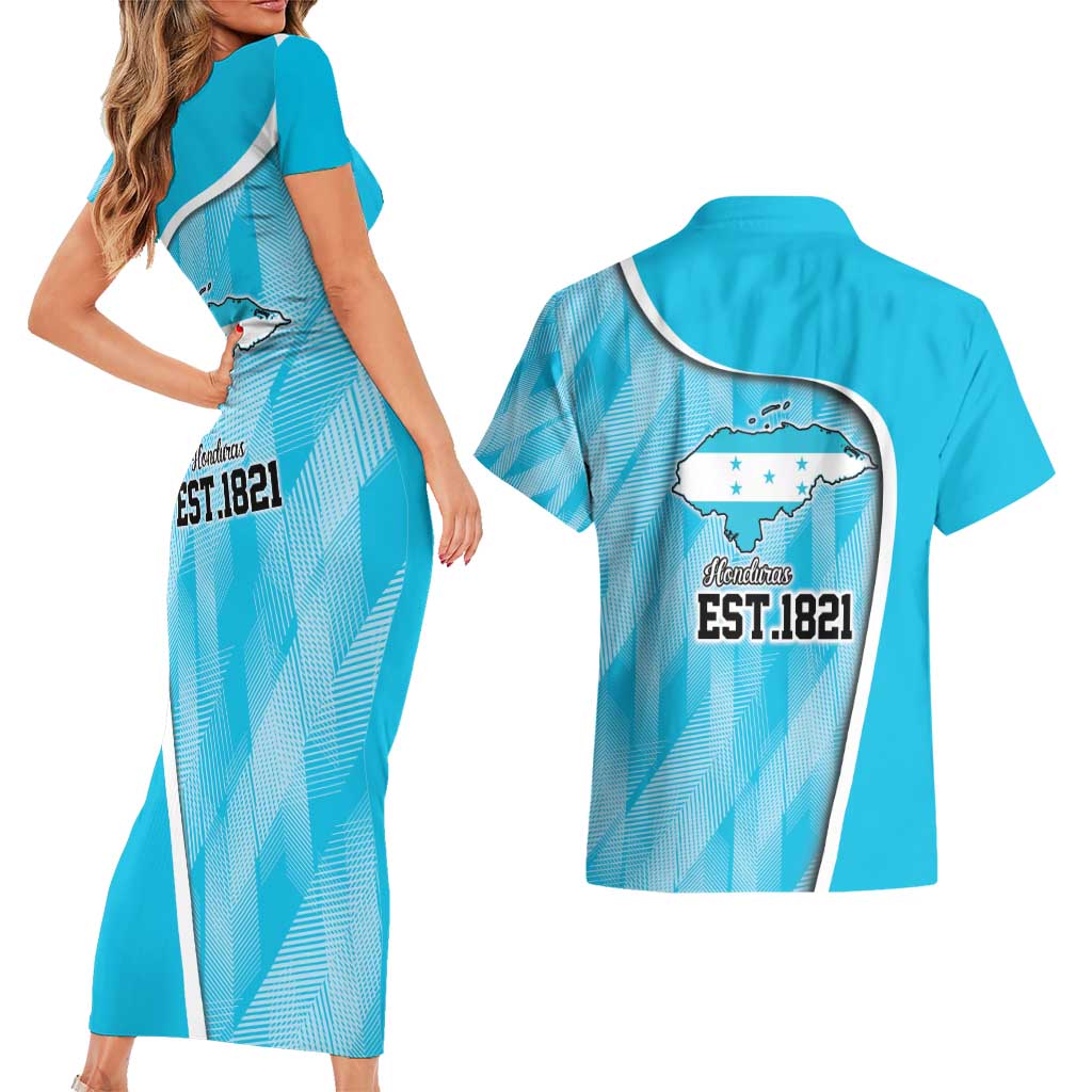 Honduras Independence Day Couples Matching Short Sleeve Bodycon Dress and Hawaiian Shirt Since 1821 September 15 - Wonder Print Shop